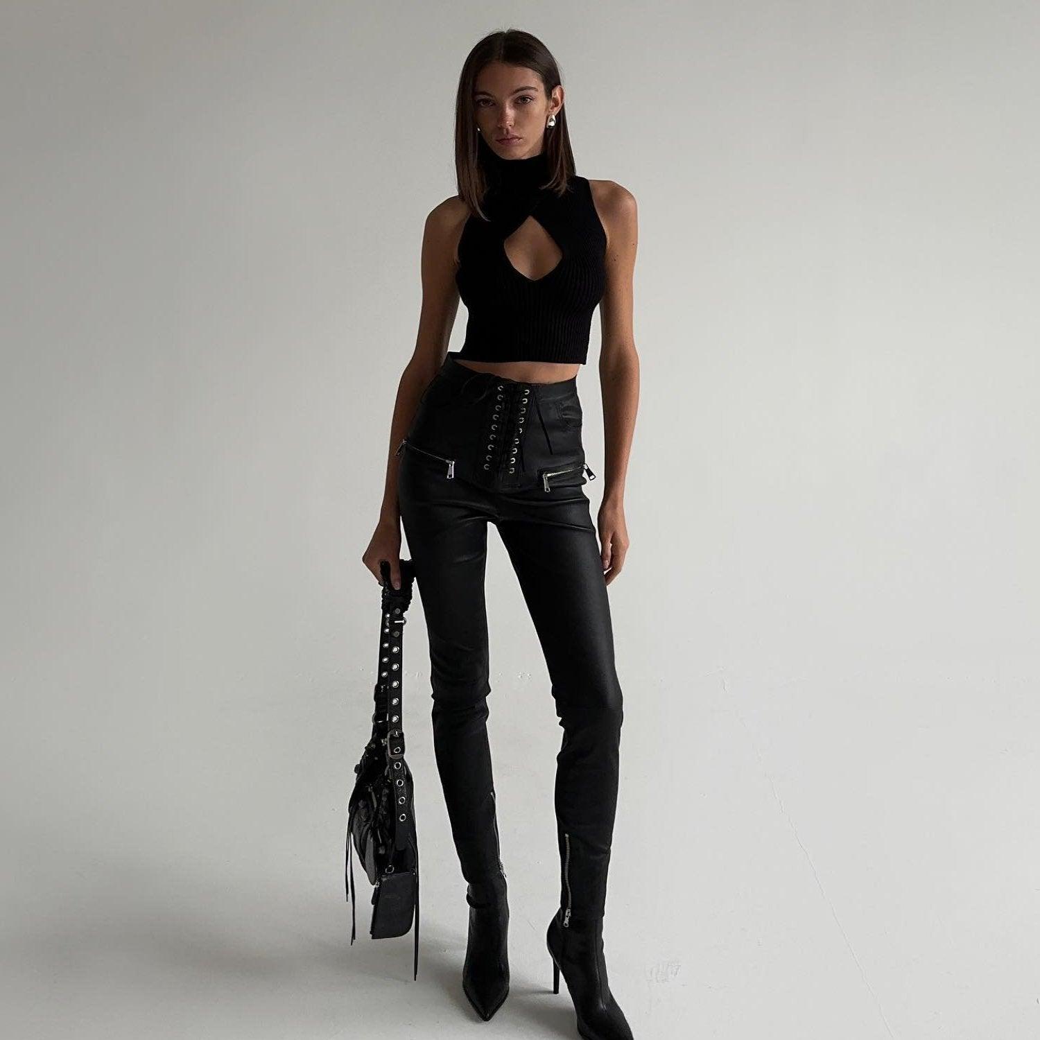 In Harmony Knitted Cut-Out Black Top