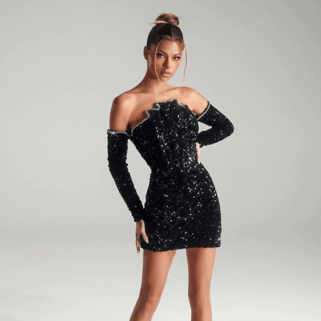 Infatuation Mesh Sequins Mini Dress