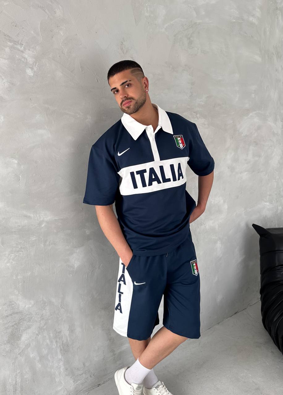Italia Inspired Men's Polo & Shorts Set – Athletic Heritage with Bold National Style