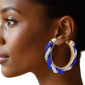 Sorority Vibrant Blue Clear Twisted Tube Hoops