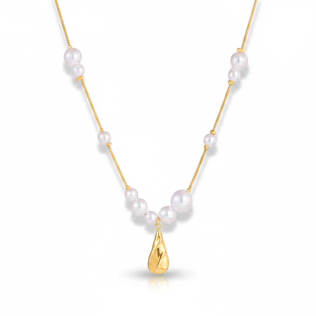 Celestial Gold Pearl Pendant Necklace
