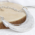 Bib High Shine Rigid Silver Plate Bling Necklace