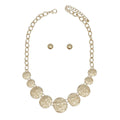 Chain Gold Heavy Duty Crinkle Metal Disc Necklace