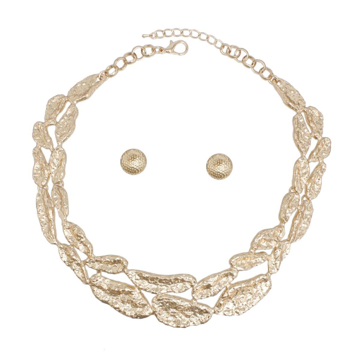 Collar Gold Melted Metal Rigid Armor Necklace