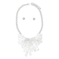Bib Rigid Silver Oversized Metal Bar Plate Necklace