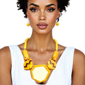 Beaded Pendant Yellow 70's Vibe Necklace for Women
