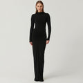 Juliette Black Draped Long Sleeve Maxi Dress