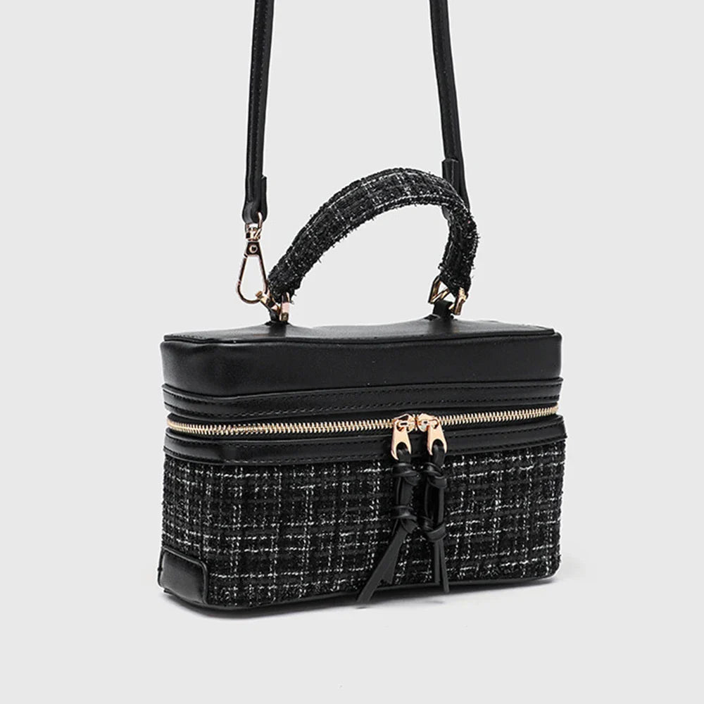 Juliette Tweed & Leather Handbag with Shoulder Strap