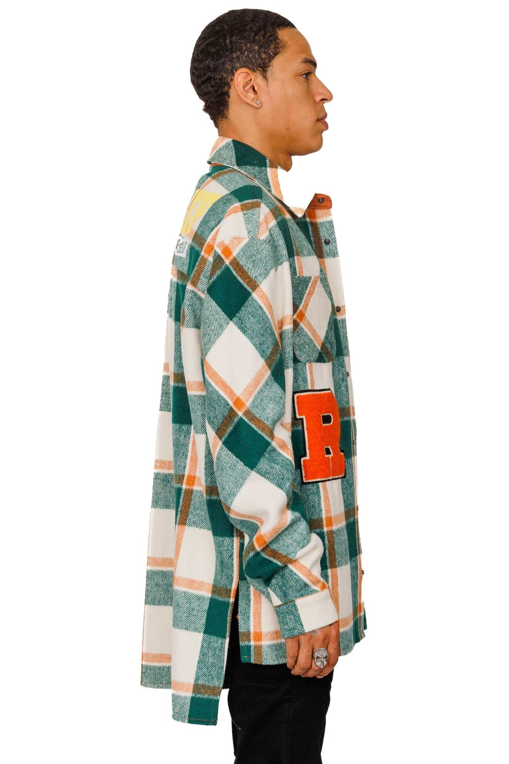 ZAFFRE Men's premium heavy flannel elongated oversize shirt