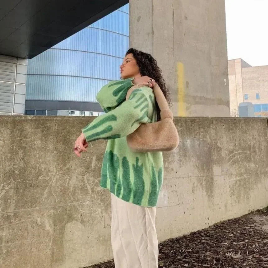 Krista Green Abstract Print Oversized Sweater