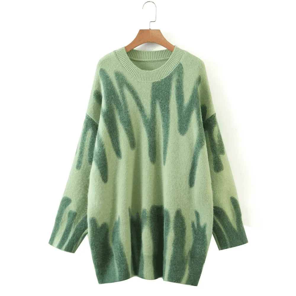 Krista Green Abstract Print Oversized Sweater
