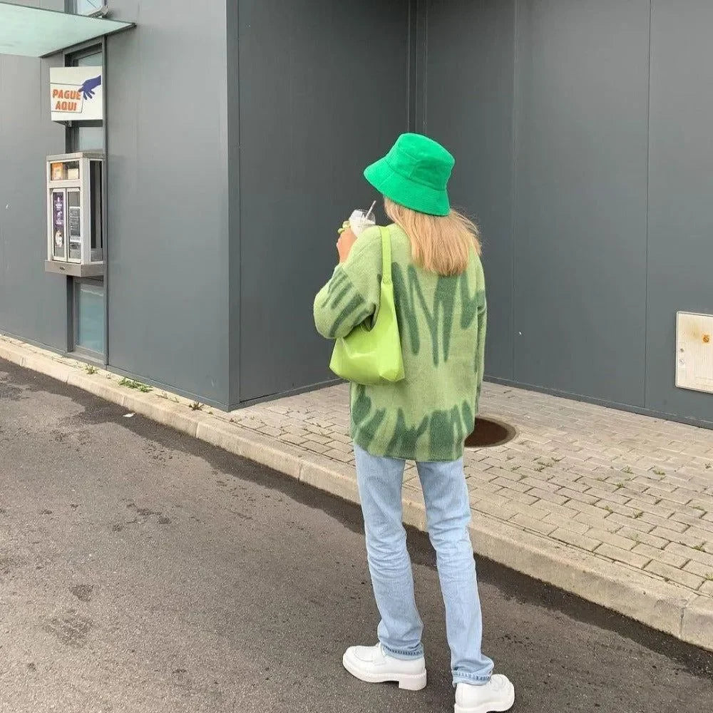 Krista Green Abstract Print Oversized Sweater