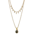 Labradorite Pendant Necklace Gold Filled Layered Design