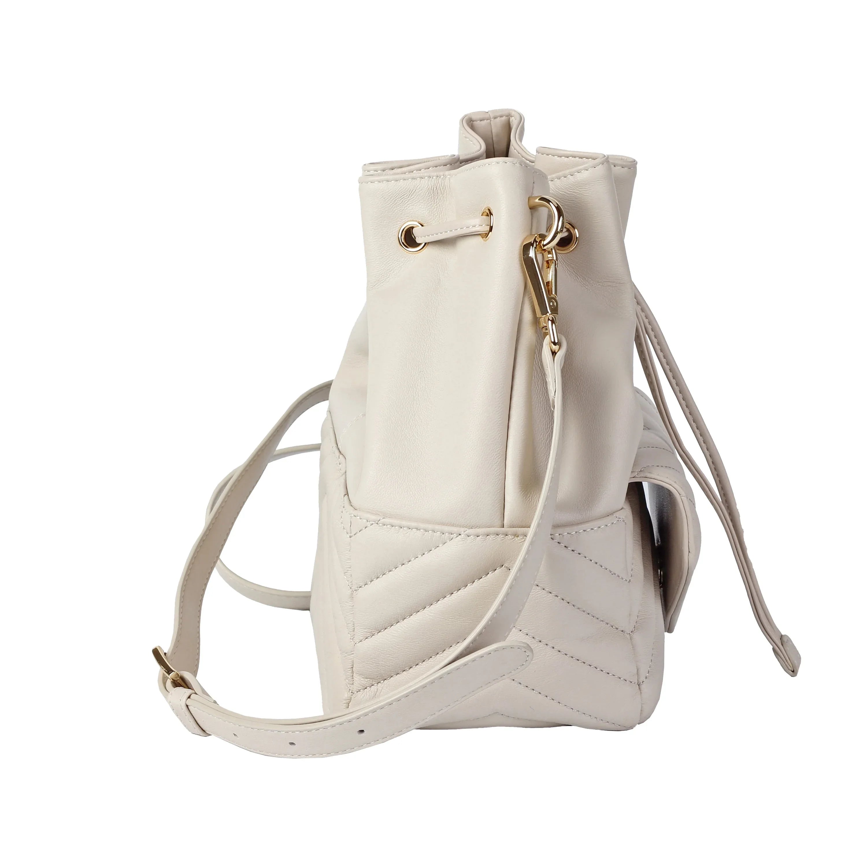 Soft Lambskin Bucket Bag – Striped Embroidery Design