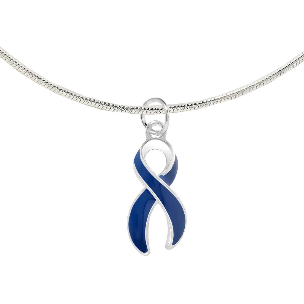 Large Dark Blue Ribbon Necklaces