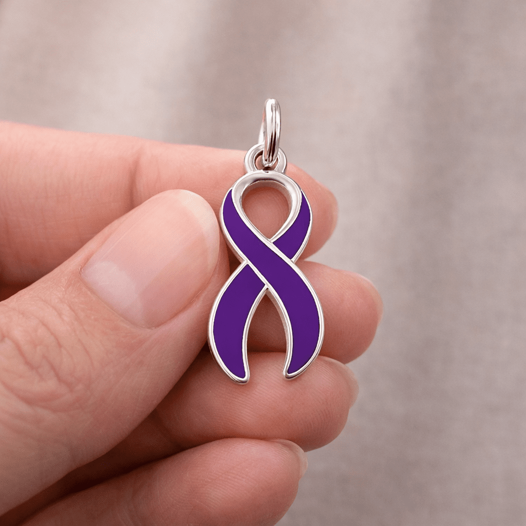 Large Purple Ribbon Charms