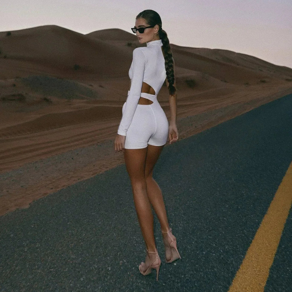 Late Hour Cutout One Shoulder Romper