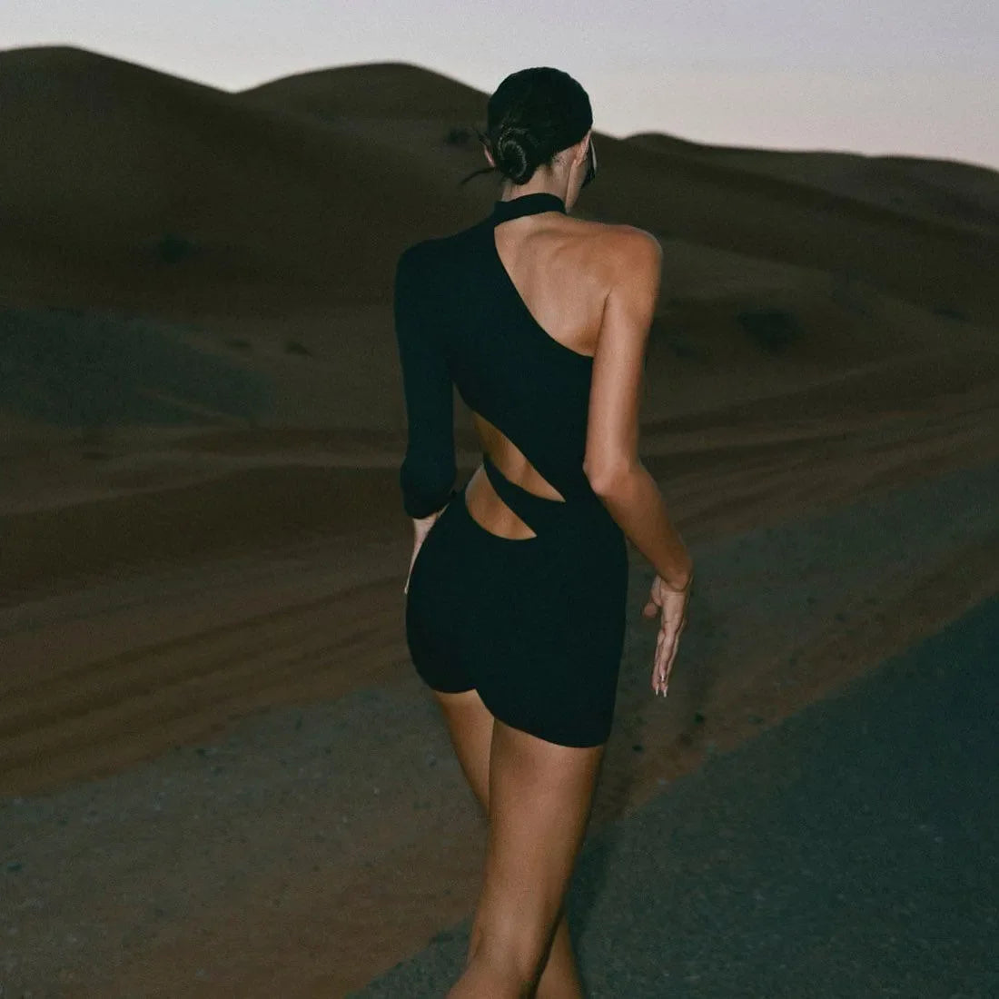 Late Hour Cutout One Shoulder Romper