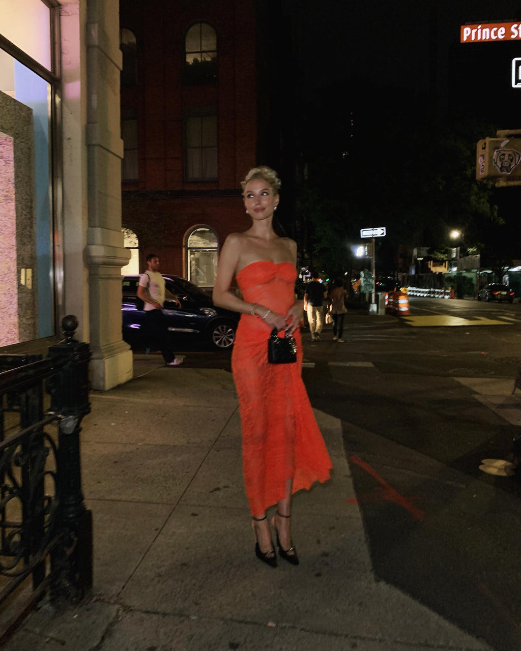Her Figure Orange Lace Off-Shoulder Maxi Dress