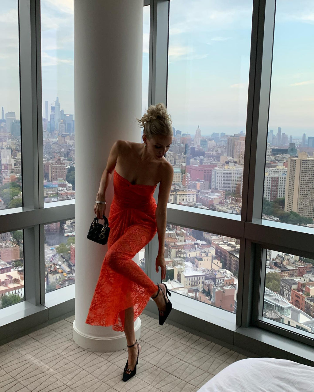 Her Figure Orange Lace Off-Shoulder Maxi Dress
