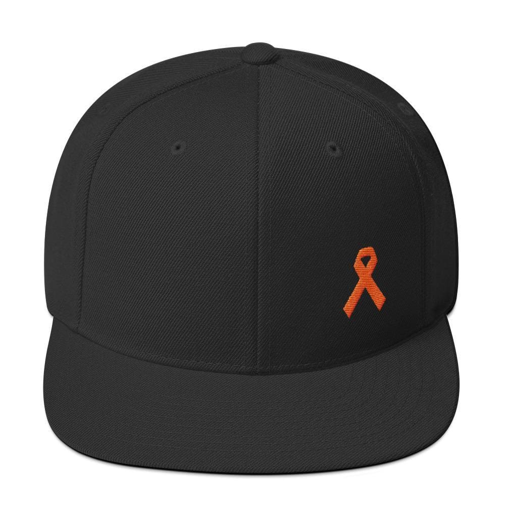 Leukemia Awareness Flat Brim Snapback Hat with Orange Ribbon