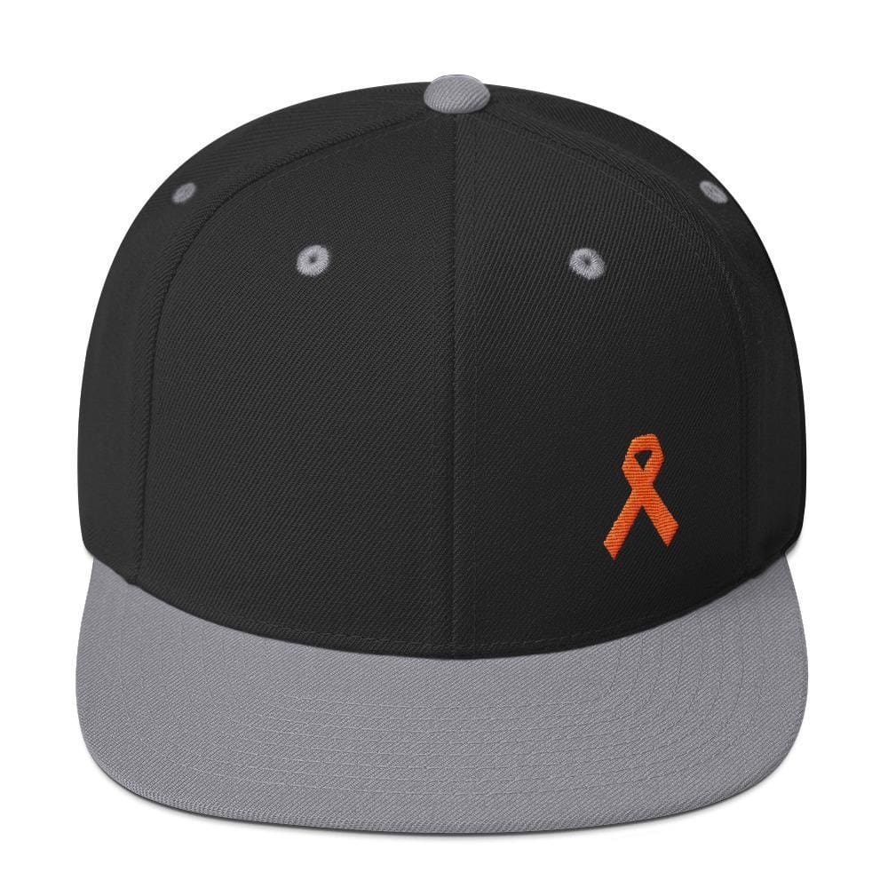 Leukemia Awareness Flat Brim Snapback Hat with Orange Ribbon