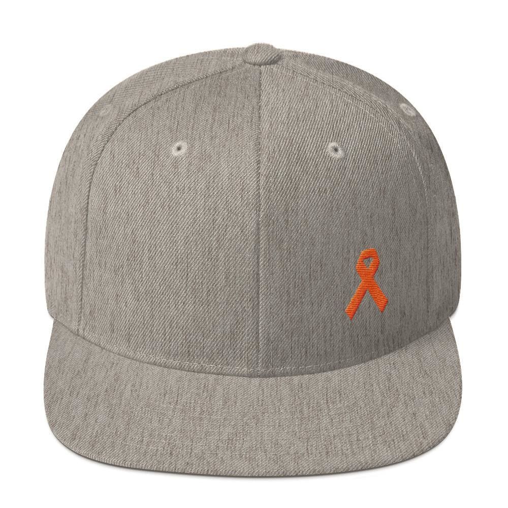 Leukemia Awareness Flat Brim Snapback Hat with Orange Ribbon