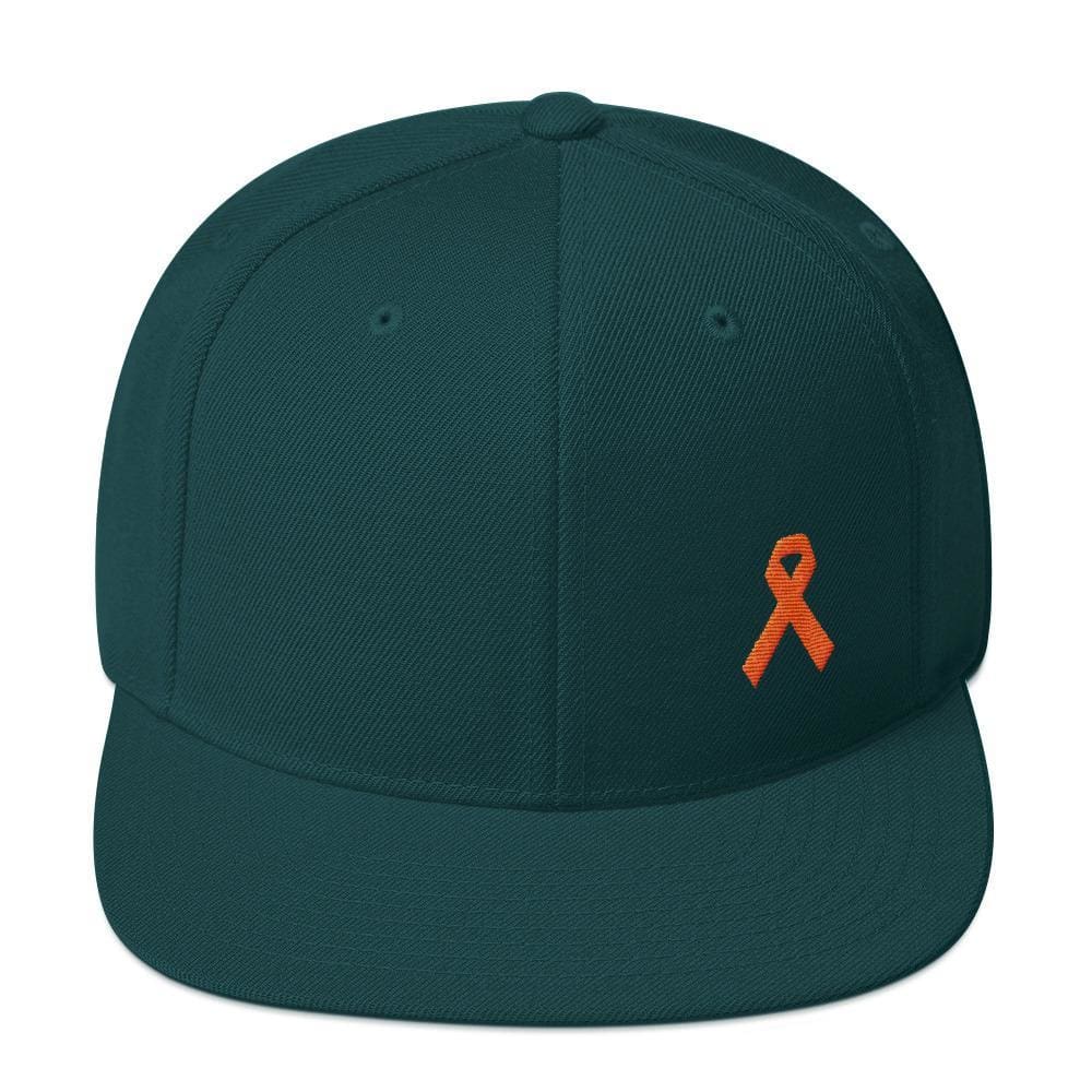 Leukemia Awareness Flat Brim Snapback Hat with Orange Ribbon