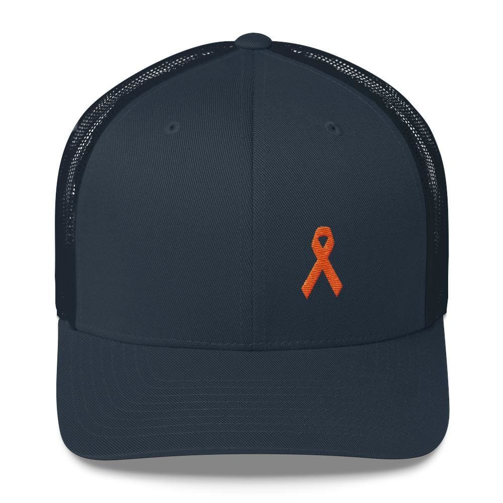 Leukemia Awareness Snapback Trucker Hat with Orange Ribbon