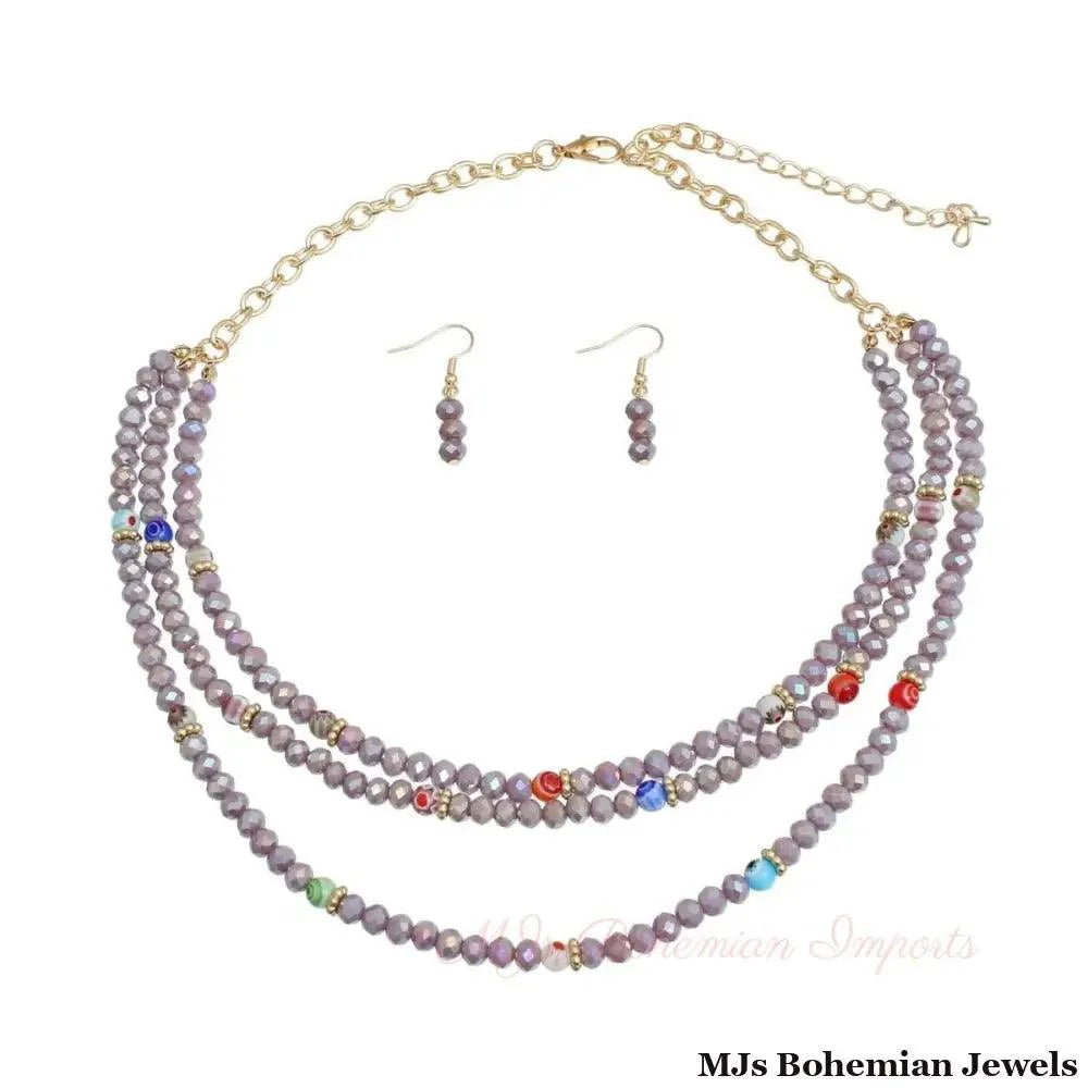 Light Purple Glass Bead Layered Set