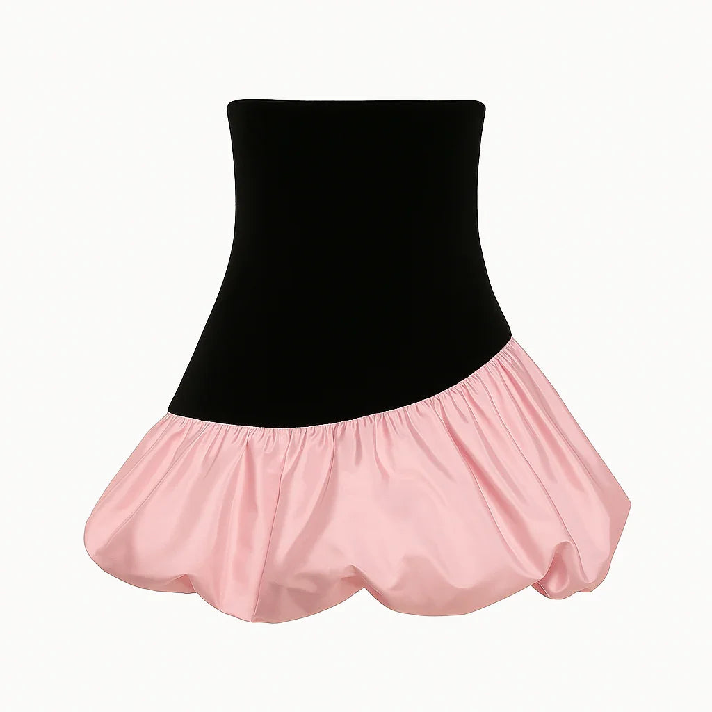 Lilou Contrast Puff Velvet Mini Dress