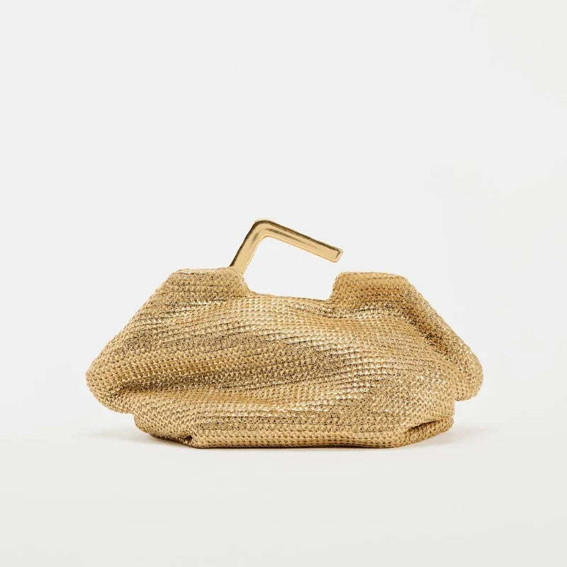 Vivienne Woven Handbag with Metal Handle