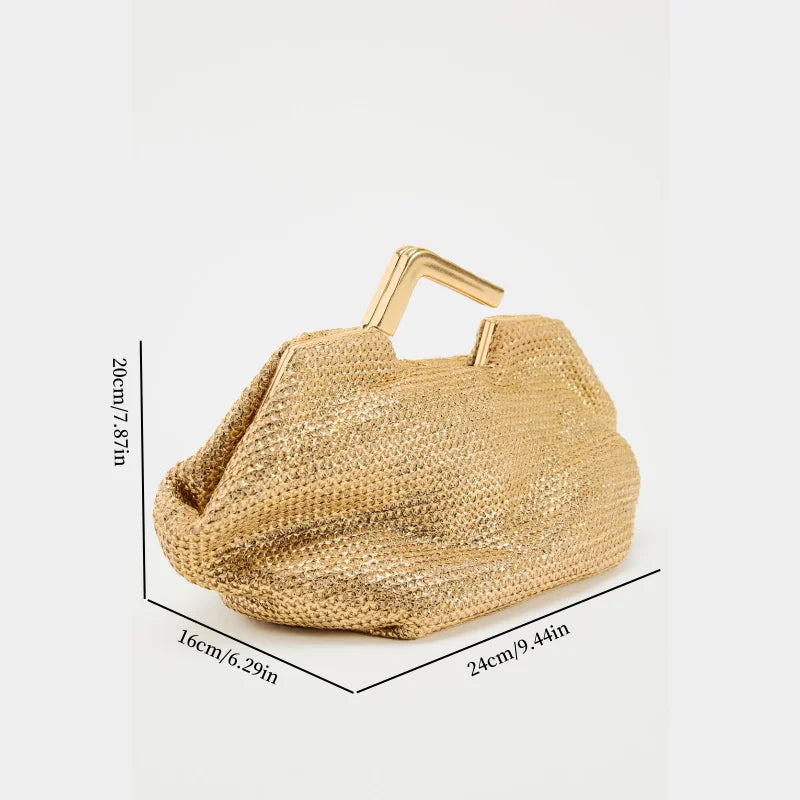 Vivienne Woven Handbag with Metal Handle