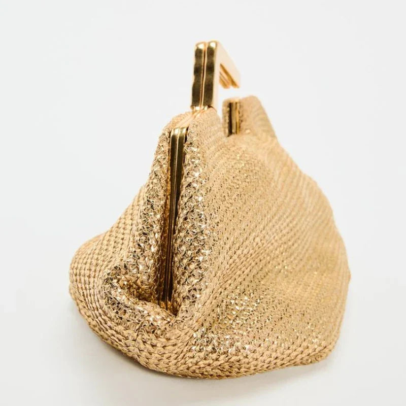 Vivienne Woven Handbag with Metal Handle