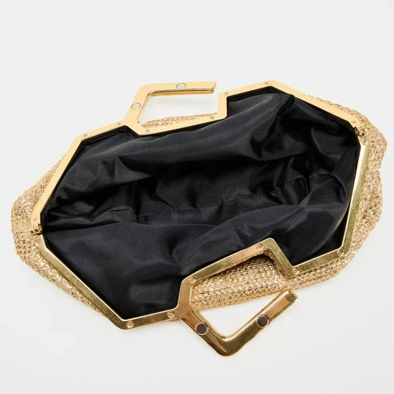 Vivienne Woven Handbag with Metal Handle
