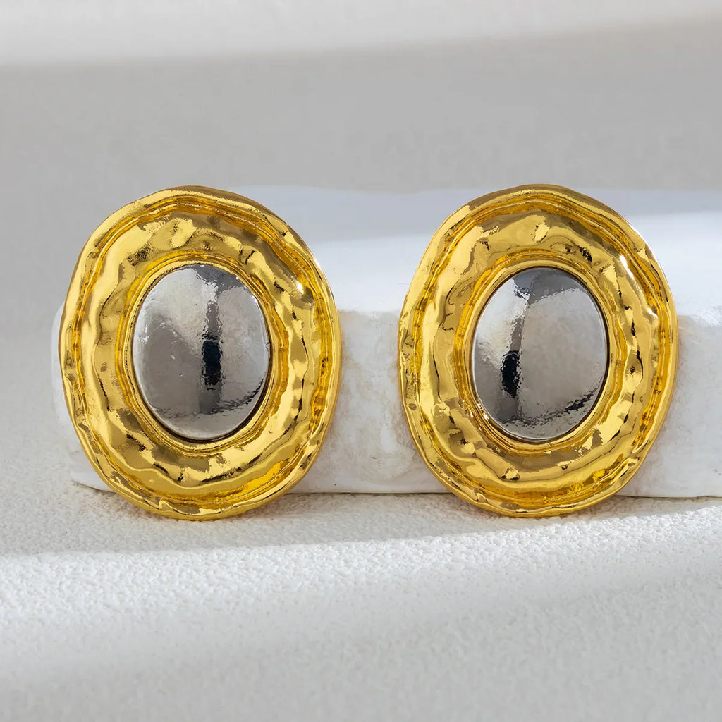 Liquid Mirror Oval Stud Earrings