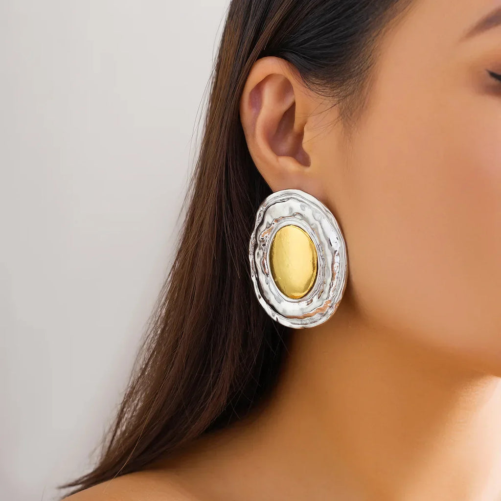 Liquid Mirror Oval Stud Earrings