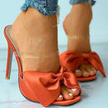 Longshot Orange Satin Stiletto Heels whit Big Bow