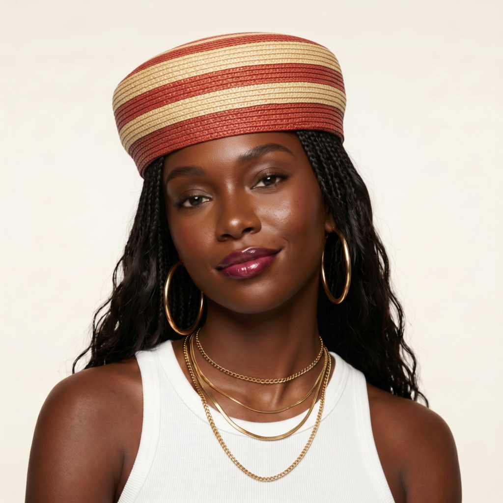 Wanderlust Striped Straw Beret