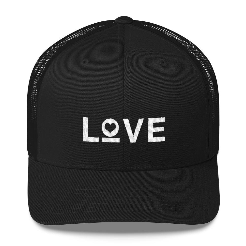 Love Snapback Trucker Hat Embroidered in White Thread