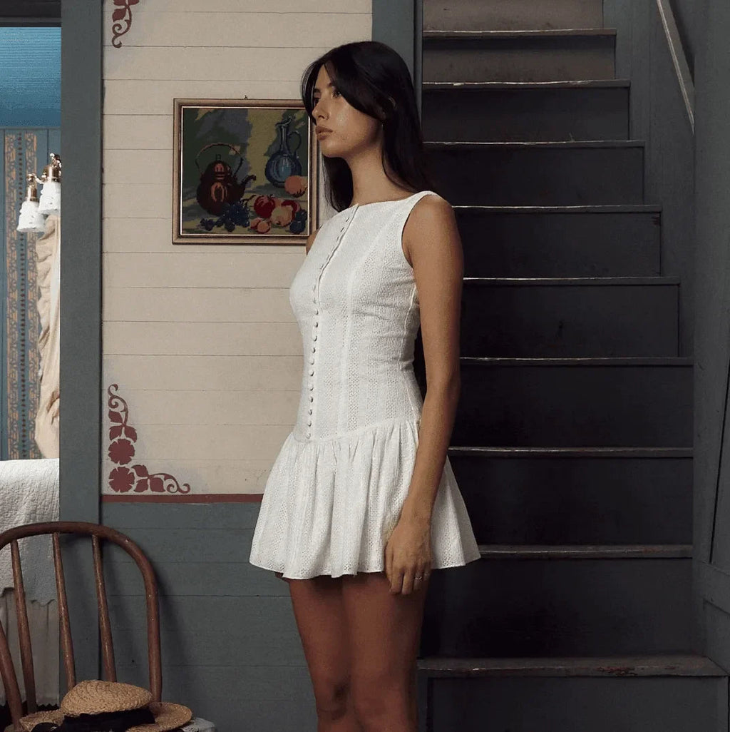 Love Song White Embroidered Mini Dress