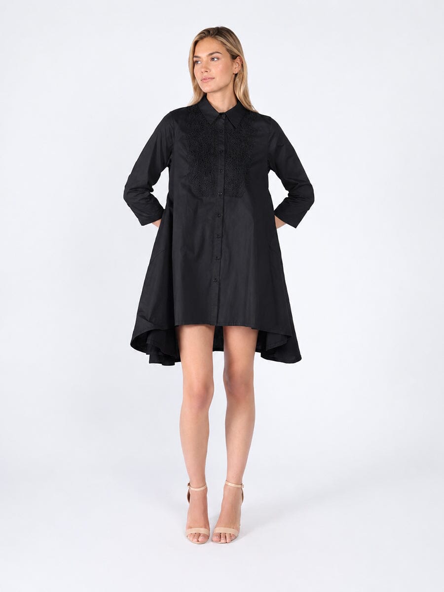 Low high front lace full sleeve dress