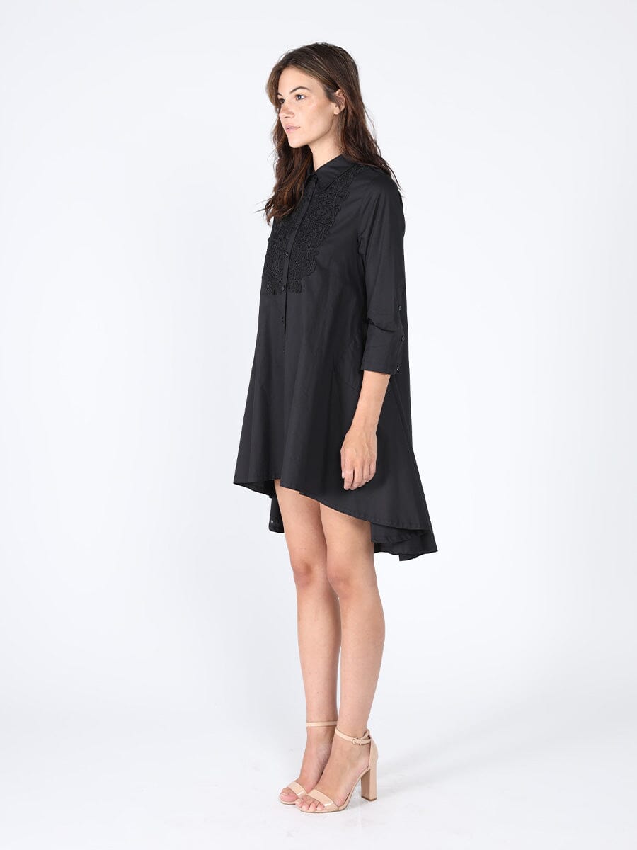 Low high front lace full sleeve dress