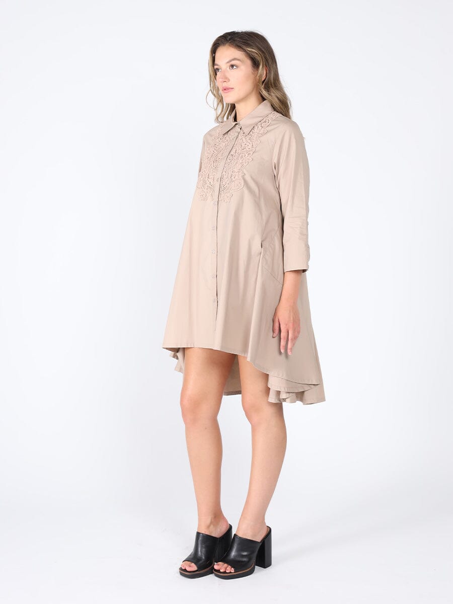 Low high front lace full sleeve dress