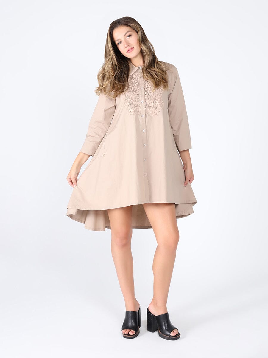 Low high front lace full sleeve dress