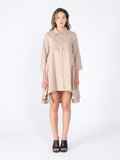 Low high front lace full sleeve dress
