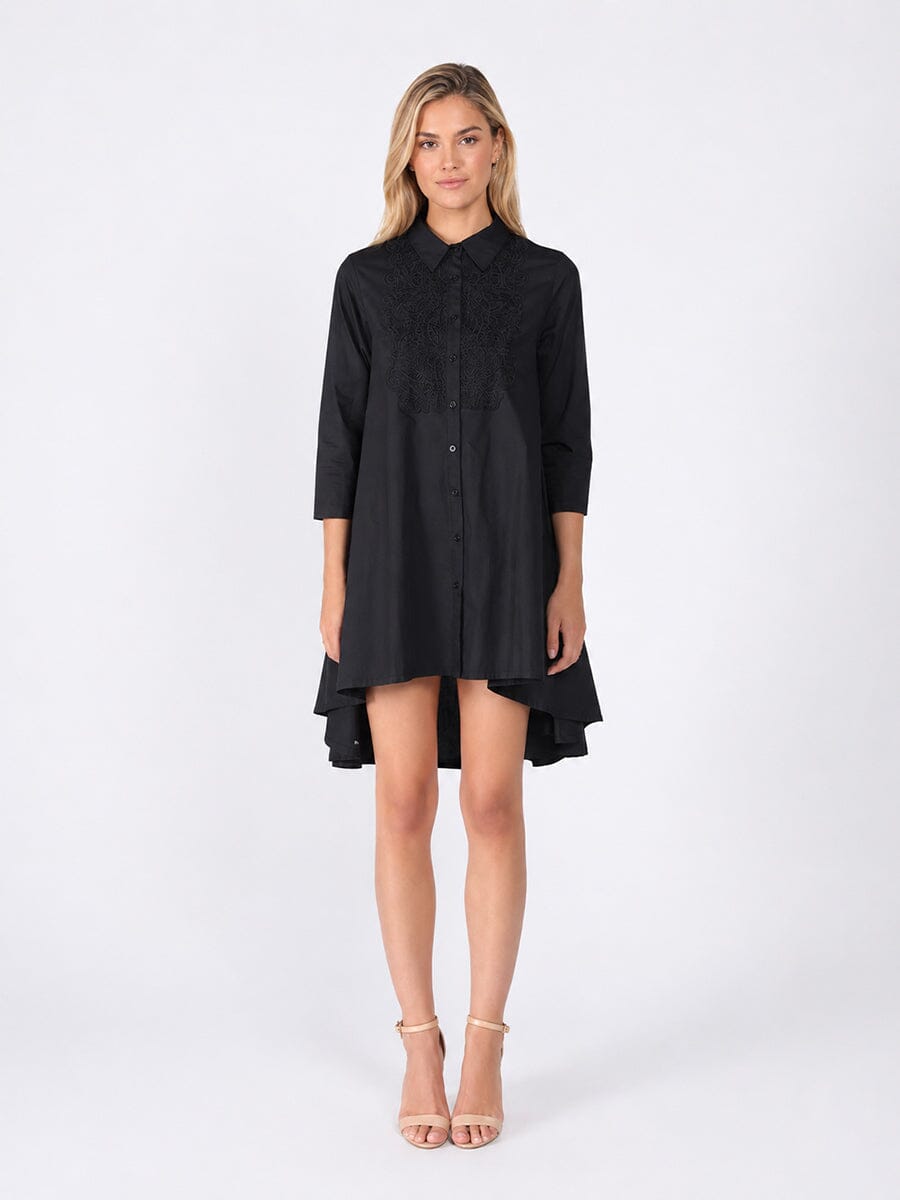 Low high front lace full sleeve dress
