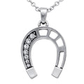 Lucky Horseshoe Necklace Sterling Silver CZ Pendant