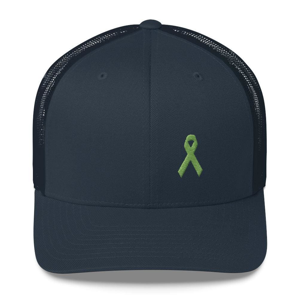 Lymphoma Awareness Snapback Trucker Hat with Green Ribbon