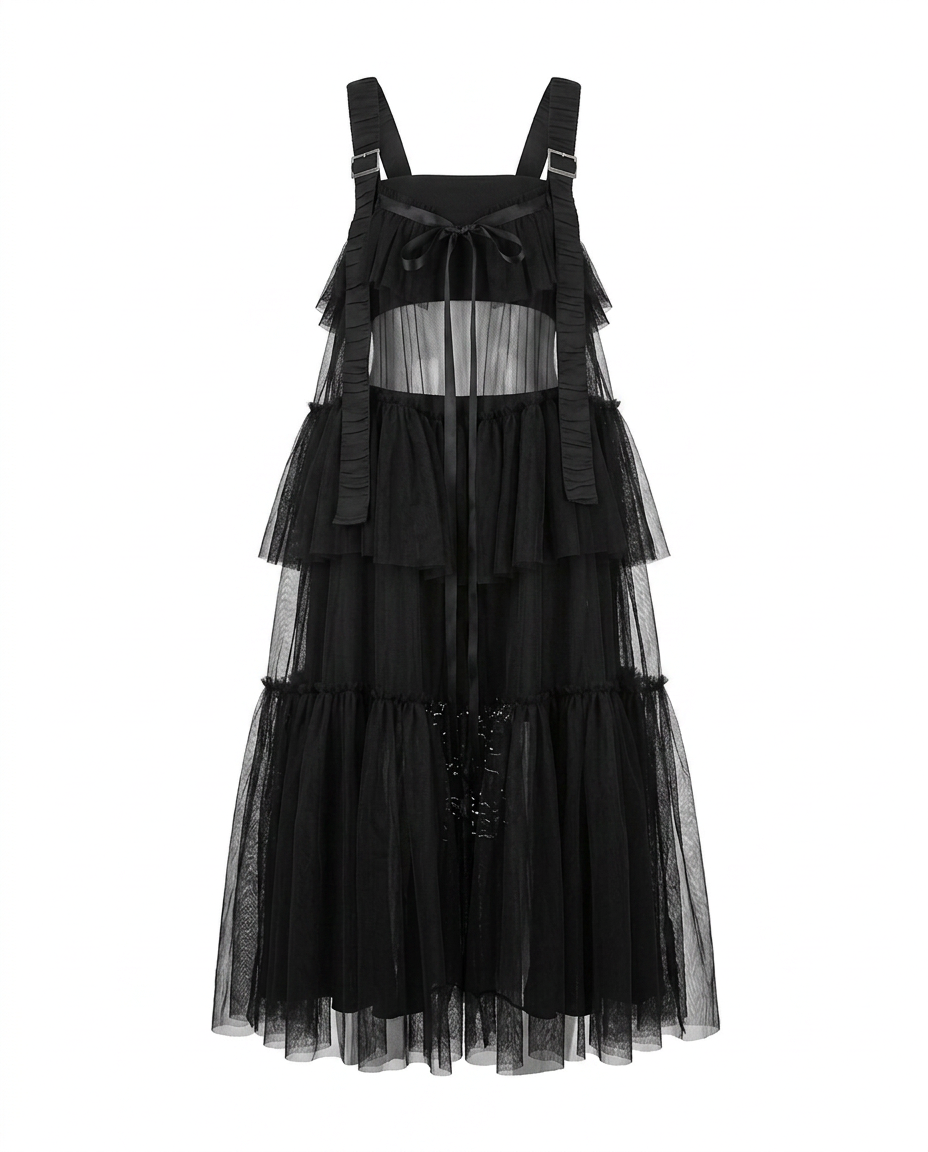 Boundless Mesh Tiered Maxi Dress